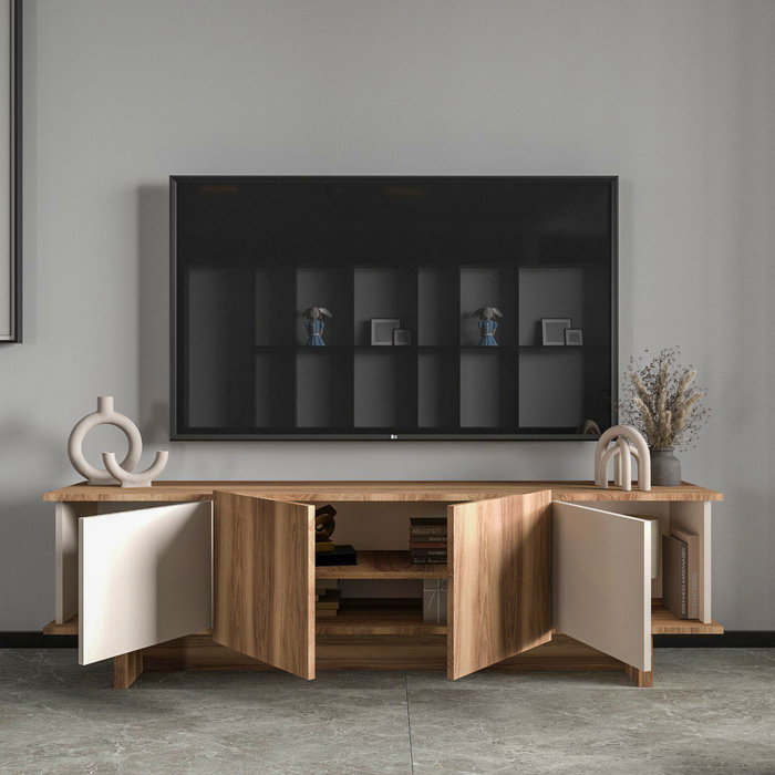 Hanah Home Diana Mueble para TV Beige y Nogal Hanah Home Diana Mueble para TV Beige y Nogal